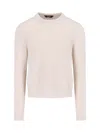 K-way Soft Texture Crewneck Sweater With Ribbed Cuffs In Beige