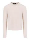K-way Soft Texture Crewneck Sweater With Ribbed Cuffs In Beige