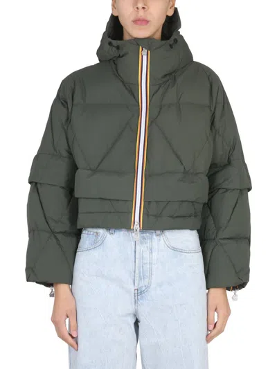 K-way Woman Down Jacket Military Green Size L Polyamide