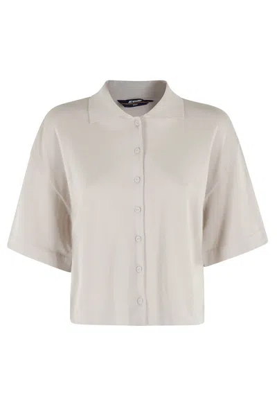 K-way Cropped Short-sleeved Polo With Classic Collar In Neutrals