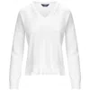 K-way Cropped White Sweatshirt With V-neck And Ribbed Finish