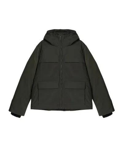 K-way Kids' Dark Green Hooded Jacket In Black