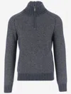 K-way Wool Blend Sweater With Zipper At The Neck In Gray