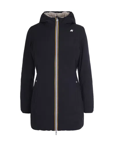 K-way Logo-detail Hooded Coat In Blue