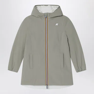 K-way Denise Warm Reversible Jacket Green/gardenia White In Gray