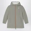 K-way Denise Warm Reversible Jacket Green/gardenia White In Gray