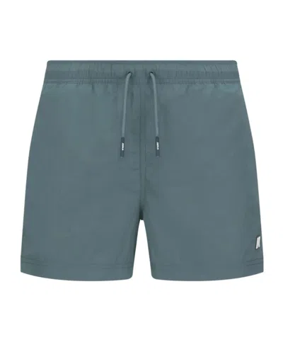 K-way Drawstring Waist Swim Shorts In Green