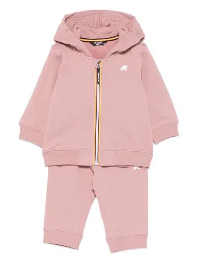 K-way Babies' E. Anthonielle Hooded Zip-up Tracksuit In Pink