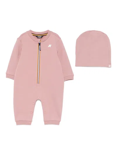 K-way Babies' E. Mille Zip-up Romper Set In Pink