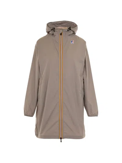 K-way Eiffel Hooded Zip Coat In Brown