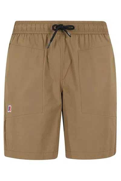 K-way Elasticated Drawstring Waistband Shorts In Brown