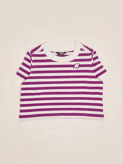 K-way Kids' Emel Stripes T-shirt In Burgundy