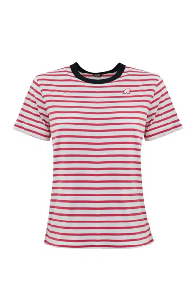 K-way Emeli Striped T-shirt In White-pink D-blue