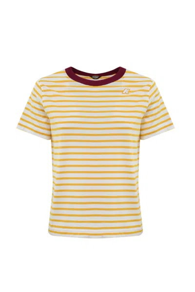 K-way Emeli Striped T-shirt In White-yellow-red