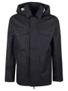 K-way Erhal Linen Blend 2l - Hooded Jacket In Blue/silver