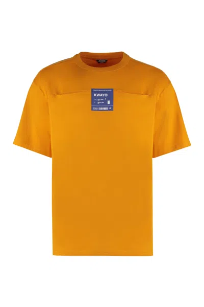 K-way Fantome Cotton Crew-neck T-shirt In Orange