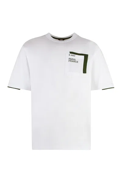 K-way Fantome Cotton Crew-neck T-shirt In White