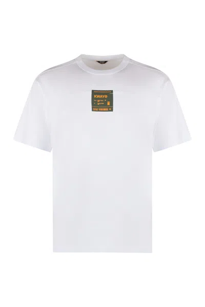 K-way Fantome Cotton Crew-neck T-shirt In White