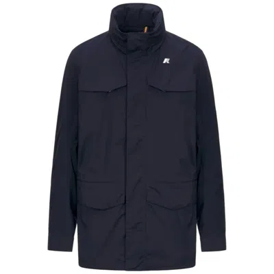 K-way Field-inspired Short Jacket With Stretch Nylon Construction In Blue
