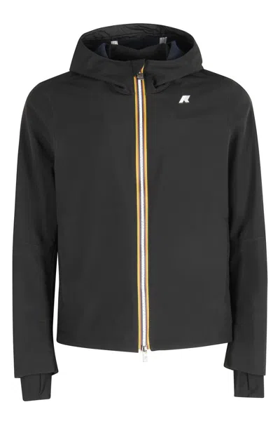 K-way Fitted Black Water-repellent Jacket With Adjustable Hem And Fleece Interior