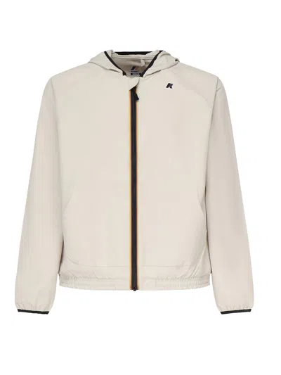 K-way Fleece Jacket With Zip And Hood In Sand