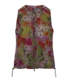 K-way Floral Green Women's Summer Sleeveless Top With Adjustable Drawstring In Multi
