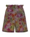 K-way Floral Green Women's Summer Sport Shorts With Elastic Waist In Multi