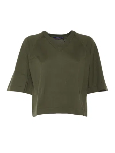 K-way V-neck Short-sleeve T-shirt In Green
