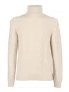 K-way Cable-knit Turtleneck Sweater In Neutral