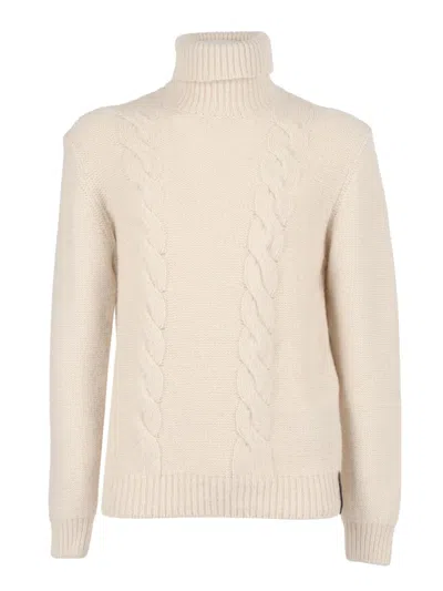 K-way Cable-knit Turtleneck Sweater In Neutral
