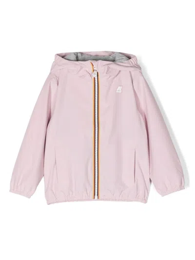 K-way Kids' Logo-patch Zip-up Jacket In Pink
