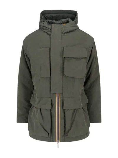 K-way Hooded Pocket Jacket In Green