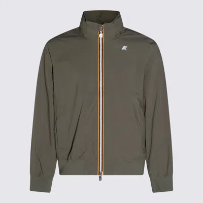 K-way Striped Zip Stand-collar Jacket In Green