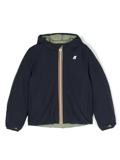 K-way Kids' Grosgrain-detail Reversible Padded Jacket In Blue