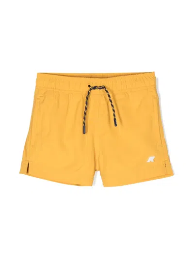 K-way Kids' Hazel Logo-patch Swim Shorts In Yellow