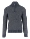 K-way Wool Blend Sweater With Zipper At The Neck In Gray