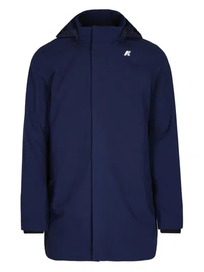 K-way Hooded Concealed-zip Jacket In Blue