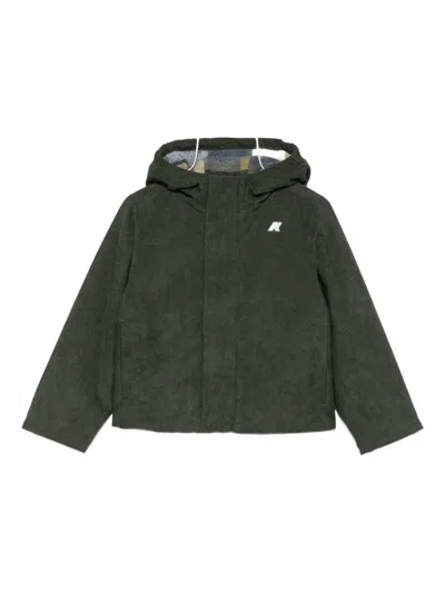 K-way Kids' Hooded Corduroy Jacket In Green