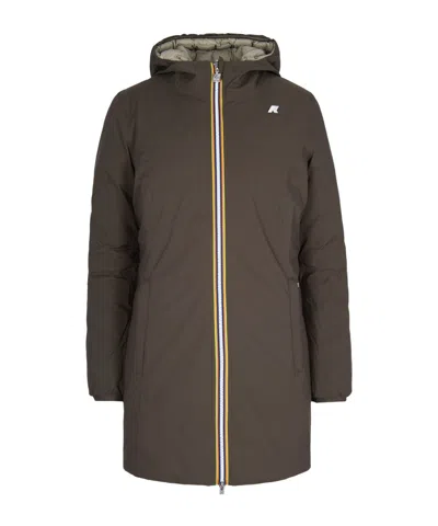 K-way Hooded Quilted Jacket In Brown