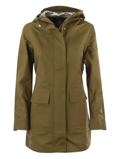 K-way Hooded Flap-pocket Thersa Jacket In Green