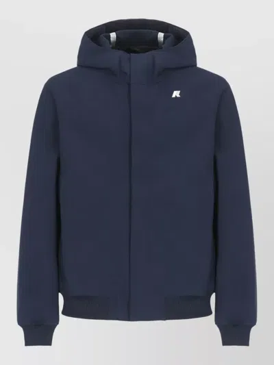 K-way Hooded Jacket Ribbed Trims Long Sleeves In Blue