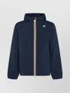 K-way Hooded Jacket With Side Pockets And Cuffs In Blue