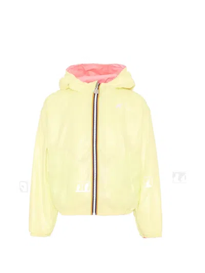 K-way Kids' Hooded Jacket In Yellow