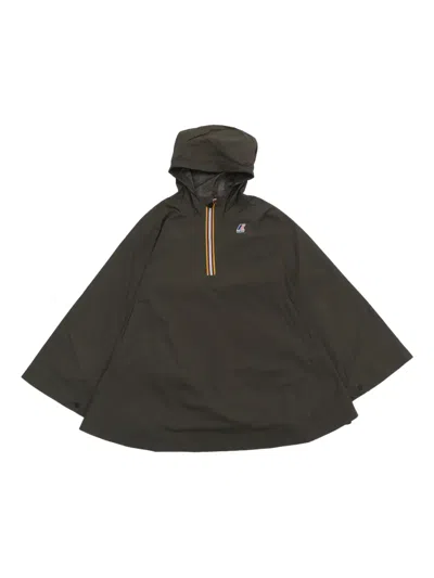 K-way Kids' Hooded Logo Poncho In Green
