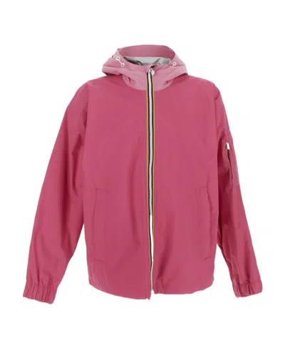 K-way Hooded Long-sleeved Casual Jacket In Red