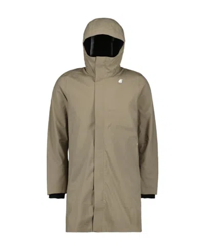 K-way Hooded Long-sleeved Coat In Gray