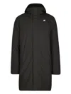 K-way Nylon Ottoman Warm Casual Jacket With Adjustable Hood In Black