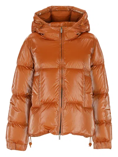 K-way Hooded Padded Jacket In Orange