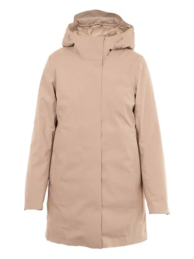 K-way Hooded Parka Coat In Neutral