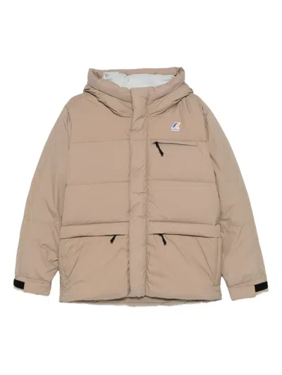 K-way Hooded Pocket Jacket In Brown